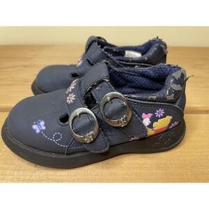 Vintage Y2K Winnie the Pooh Bear Disney Mary Jane Shoes Blue Toddler sz 7 *READ*